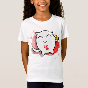 T-shirt chanceux japonais mignon de chat