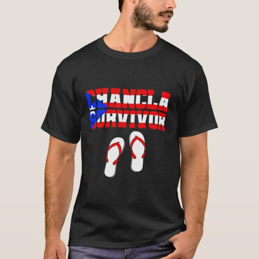 T-shirt Chancla Survivor Porto Rico Funny Spanish Joke Gi (Devant)