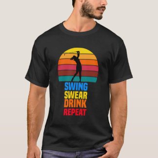 T-shirt Chandail à coudre Boire Répéter Funny Golfer Amate