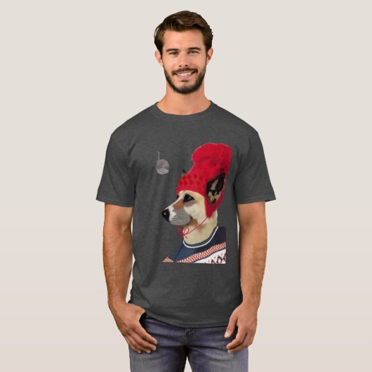 T-shirt Chandail de chien en ski (Devant entier)