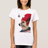 T-shirt Chandail de chien en ski (Devant)