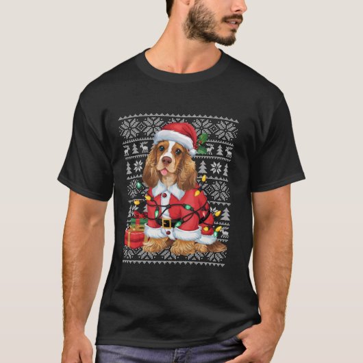 T-shirt Chandail de Noël Chaud Père Noël Cocker Spaniel Ch (Devant)