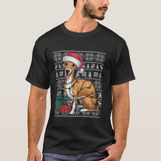 T-shirt Chandail de Noël Chauffant Père Noël Chien Chien C (Devant)