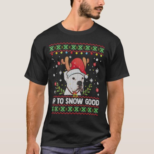 T-shirt Chandail de Noël de chien de boxer blanc (Devant)