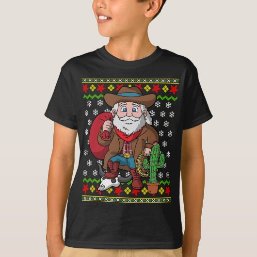 T-shirt Chandail de Noël moche Cowboy de l'Ouest (Devant)