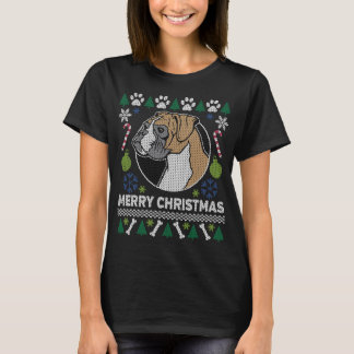 T-shirt Chandail de Noël moche de chien de boxer