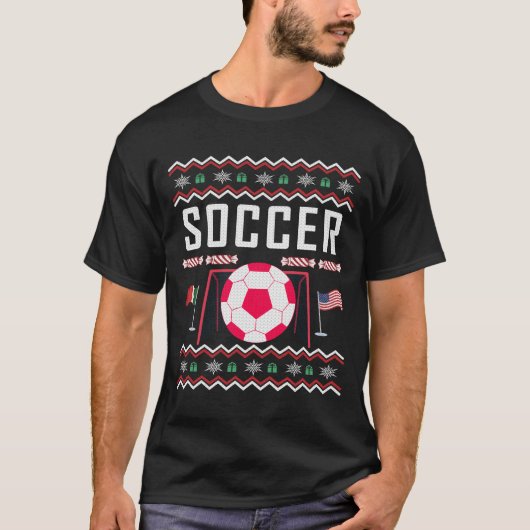 T-shirt Chandail de Noël moche de football (Devant)