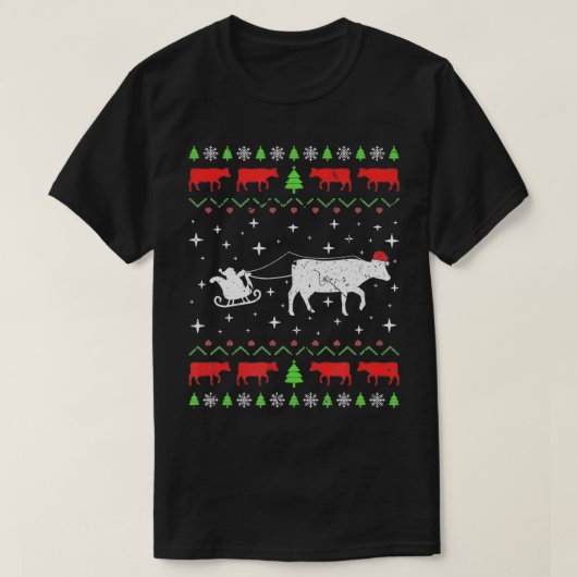T-shirt Chandail de Noël moche de l'éleveur de vaches de N (Design devant)