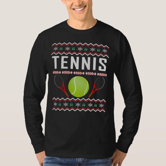 T-shirt Chandail de Noël moche de tennis (Devant)
