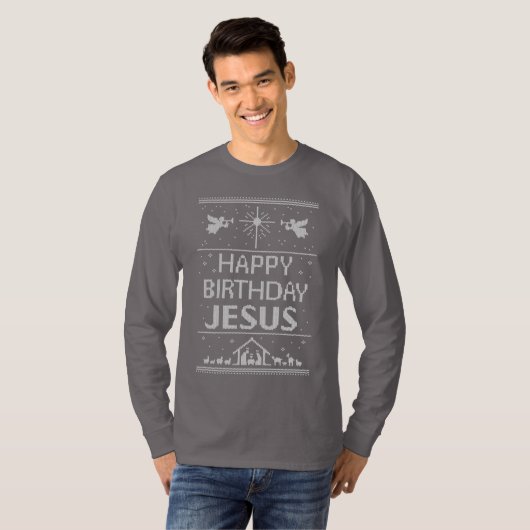 T-shirt Chandail de Noël moche Joyeux anniversaire Jésus C (Devant entier)