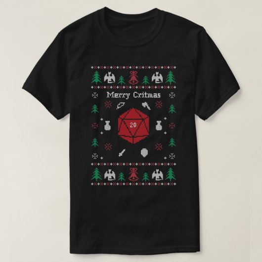 T-shirt Chandail de Noël moche Joyeux Critmas Dungeons & R (Design devant)
