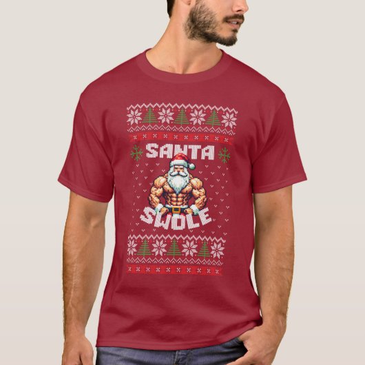 T-shirt Chandail de Noël moche père Noël Swole (Devant)