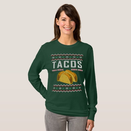 T-shirt Chandail de Noël moche Tacos (Devant entier)