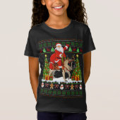 T-Shirt Chandail de Noël, Père Noël moche équitation Masti (Devant)