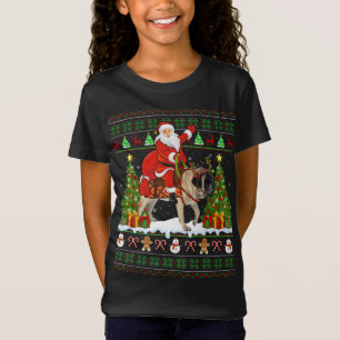 T-Shirt Chandail de Noël, Père Noël moche équitation Masti