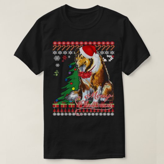 T-shirt Chandail de Noël Rough Collie (Design devant)