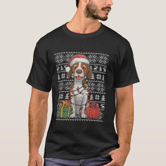 T-shirt Chandail de Noël style Père Noël laide Pointer Chi (Devant)