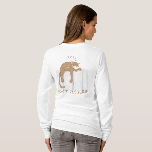 T-shirt Chandail en T drôle avec chat sur le dos (Dos entier)
