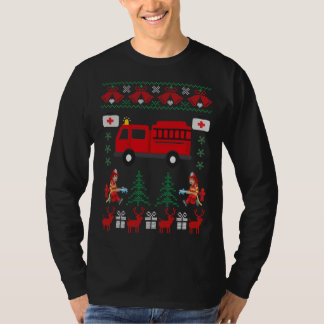T-shirt Chandail laid de Noël de sapeur-pompier