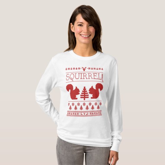 T-shirt Chandail laid de Noël d'écureuil (Devant entier)