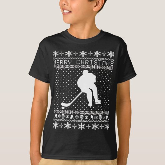 T-shirt Chandail laid de Noël d'hockey (Devant)