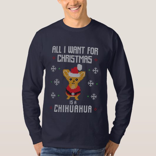 T-shirt Chandail moche de Noël Chihuahua (Devant)