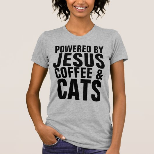 T-shirt Chandails Cool amusants, CATS COFFEE JESUS (Devant)