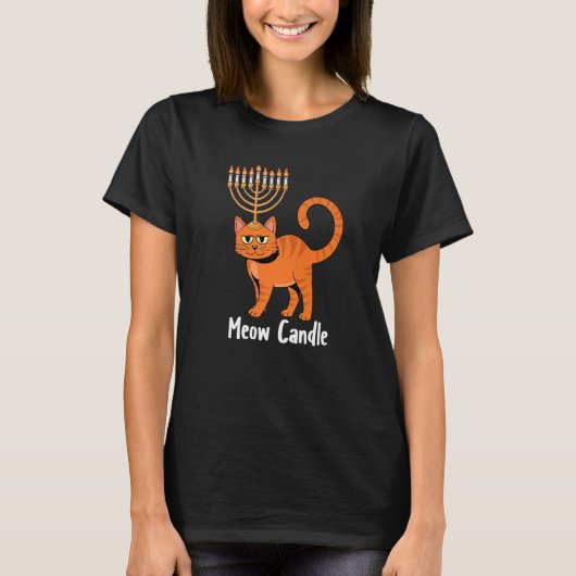 T-shirt Chandelle de Meow Hanoukka Chat Menorah Chanukah J (Devant)