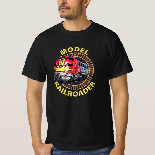 T-shirt Change Text Model Railroader Red Yellow Diesel Thr (Devant)