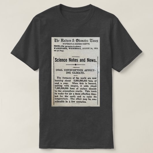 T-shirt Changement climatique Vintage 1912 journal Global (Design devant)
