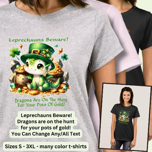 T-shirt Changer de texte, Leprechauns méfiez-vous - Pots d