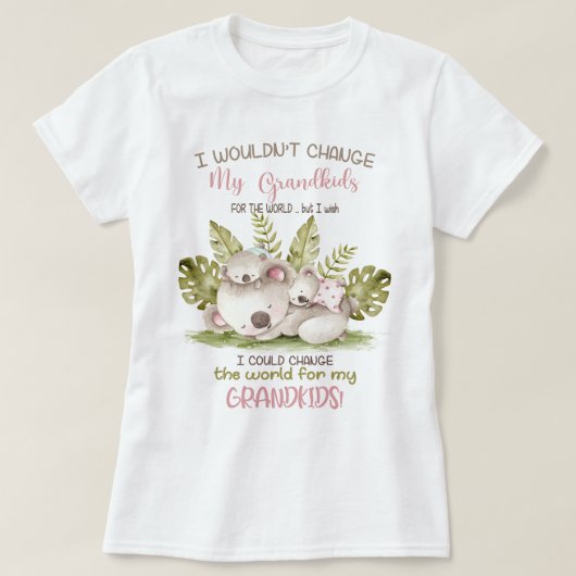 T-shirt Changer le monde pour mes petits-enfants Koalas (Design devant)