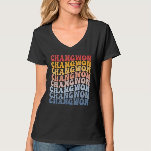 T-shirt Changwon City Groovy Retro (Devant)