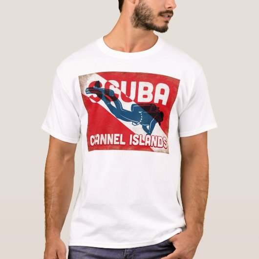 T-shirt Channel Islands Scuba Diver - Blue Retro (Devant)