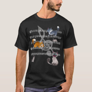 T-shirt Chanson de Cats Kitty Jouer avec Musique Note