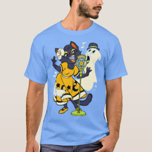 T-shirt Chant de fantôme de chat noir d'Halloween