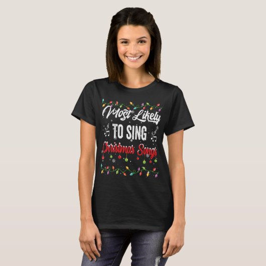 T-shirt Chanter Chants Chansons De Noël Famille Matchin (Devant entier)