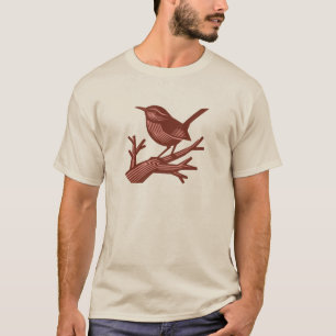 T-shirt Chanter Wren sur l'arbre mort