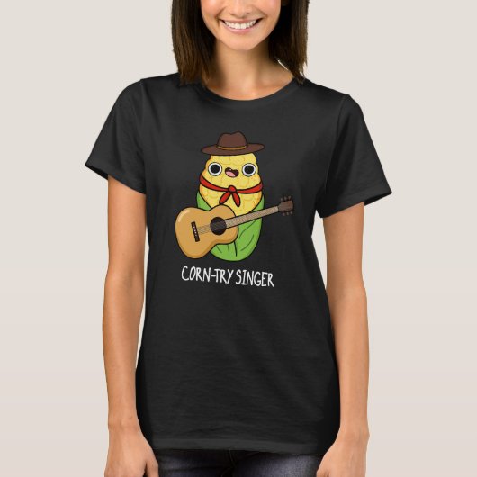 T-shirt Chanteur de corne Funny Corn Pun Dark BG (Devant)