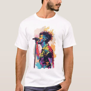 T-shirt Chanteur Pop Art Pastel Vibrant Graphique - Couleu
