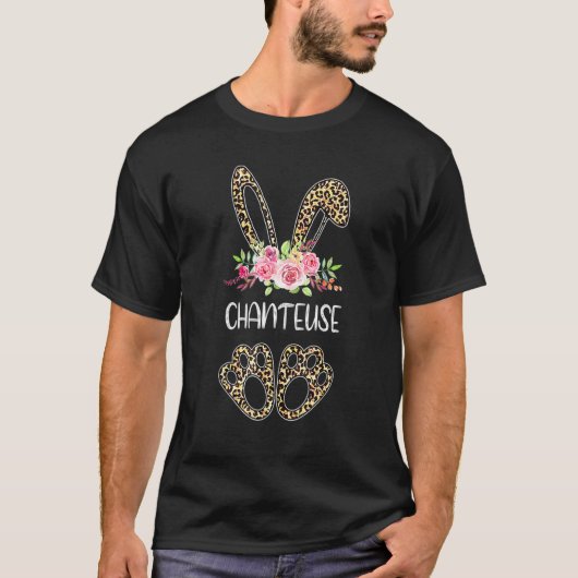 T-shirt Chanteuse Bunny Léopard Fleurs Pâques 2022 (Devant)