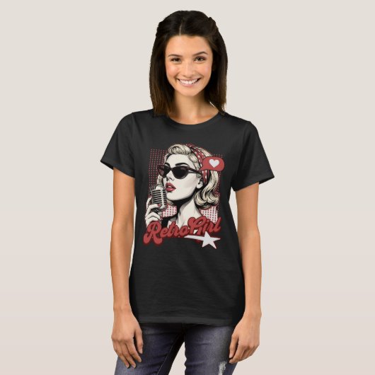 T-shirt Chanteuse Pop Art Rétro Fille (Devant entier)