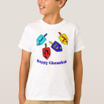 T-shirt Chanukah Dreidels<br><div class="desc">Un joyeux cadeau de Chanukah avec 4 dreidels avec des lettres hébraïques qui représentent Un grand miracle s'est produit là!</div>