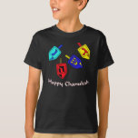 T-shirt Chanukah Dreidels<br><div class="desc">Un cadeau heureux de Chanukah comportant 4 dreidels avec les lettres hébreues qui représentent un grand miracle s'est produit là !</div>