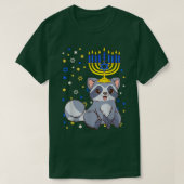 T-shirt Chanukah Juif Menorah Raccoon drôle Hanoukka (Design devant)