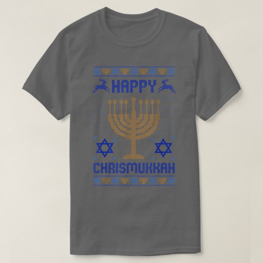 T-shirt Chanukah Menorah Vilain Noël Hanoukka Happy Chr (Design devant)