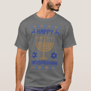 T-shirt Chanukah Menorah Vilain Noël Hanoukka Happy Chr