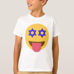 T-shirt chanukkah hanoukka emoji<br><div class="desc">hannukah, channukah, hannuka, channuka, jours fériés, juif, juif, hébreu, star de david, emoji, visage heureux, hannukah emoji, hannukah visage heureux, jaune bleu blanc blanc blanc personnalisé judaïsme drôle vacances- "star de david""emoji juif""hanoukka emoji""chanukkah emoji" émoticon "happy face" fêtes juives" "star de david emoji""star de david happy face""rosh hashanah" channukah hannukah...</div>