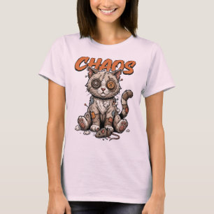 T-shirt Chaos Cat – Chat en Peluche Brodé Épouvantable pou