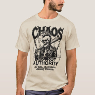 T-shirt Chaos Détruit l'Autorité – Crâne d'Anarchie Punk S